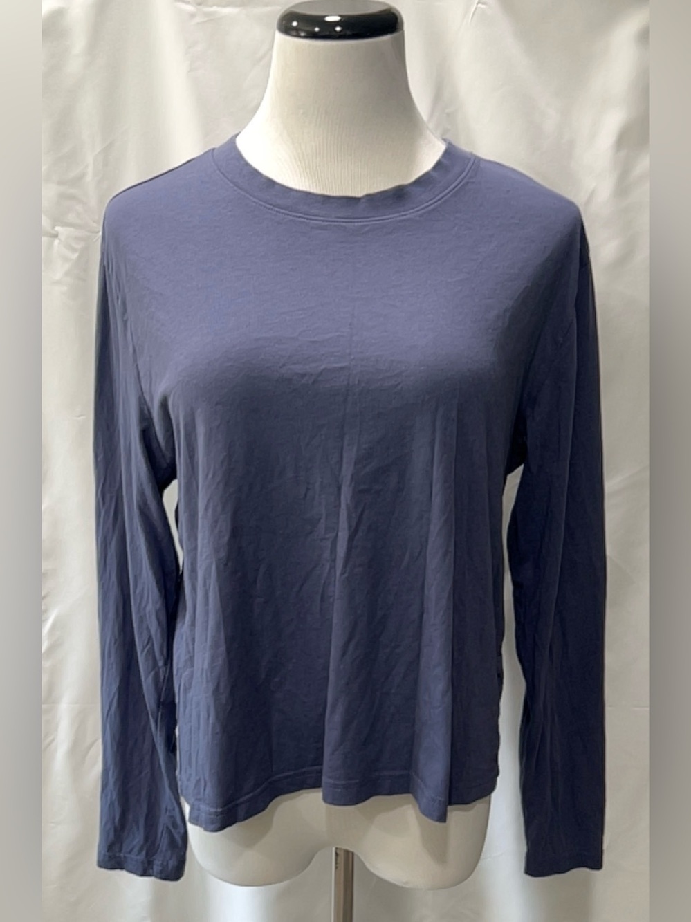 Quince Womens Long Sleeve Crew Neck Top Blue Size Large Cotton Modal Basic Soft
